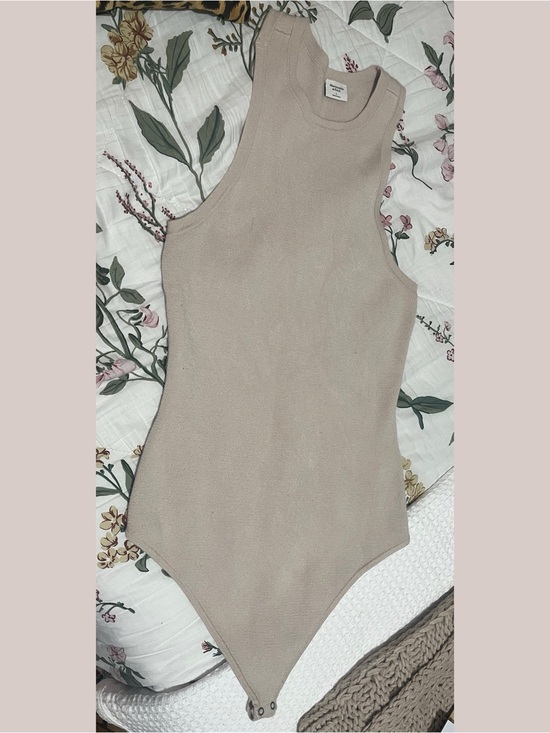 Abercrombie & Fitch Tops - Abercrombie & Fitch Women’s Large Beige Knit Bodysuit Leotard Y2K Clean Girl 90s